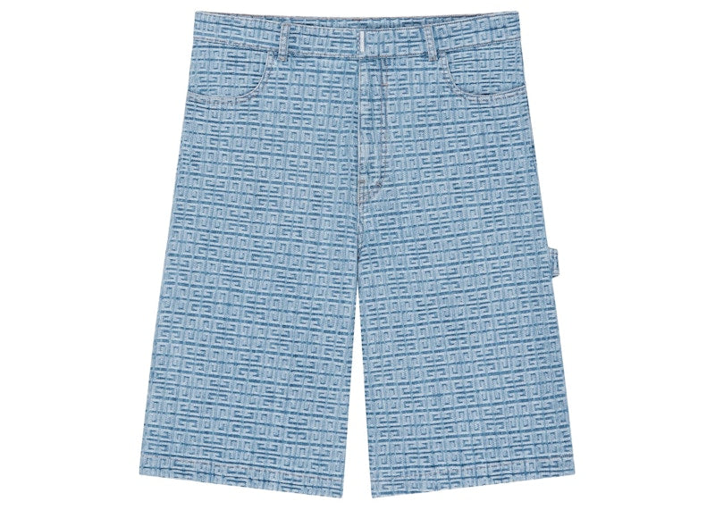 Givenchy 4G Denim Carpenter Bermuda Shorts Light Blue