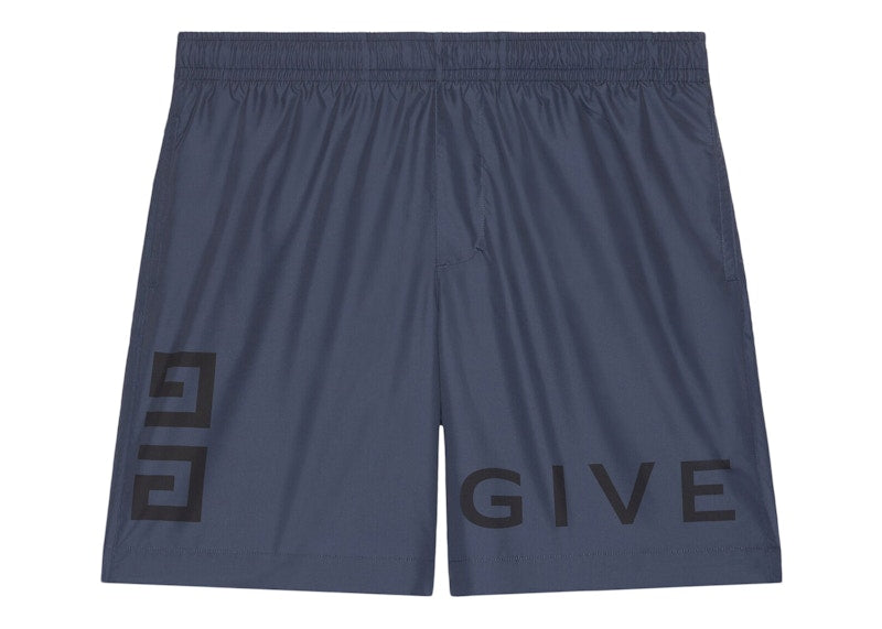 Givenchy 4G Logo Long Swim Short Steel Blue/Black