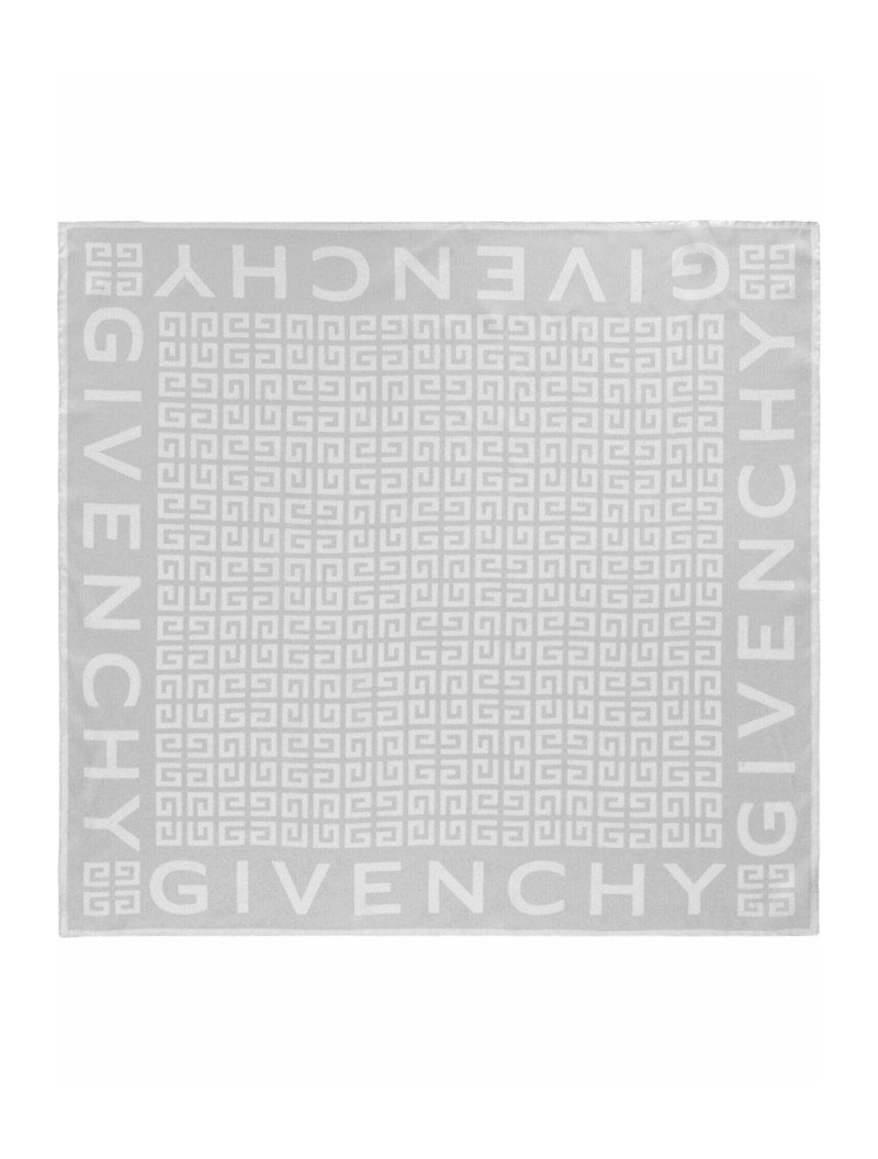 Givenchy 4G Logo Silk Scarf Marble Grey
