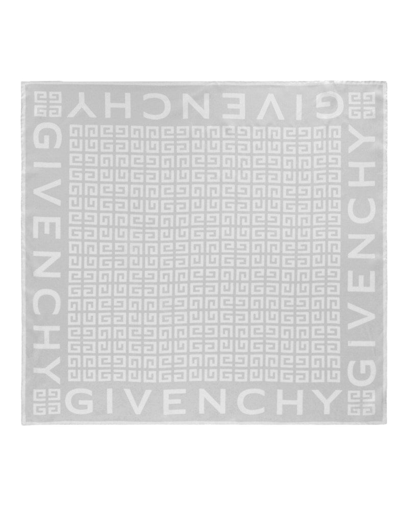 Givenchy 4G Logo Silk Scarf Marble Grey