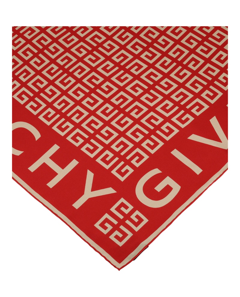 Givenchy 4G Logo Silk Scarf Vermillon Beige Pink