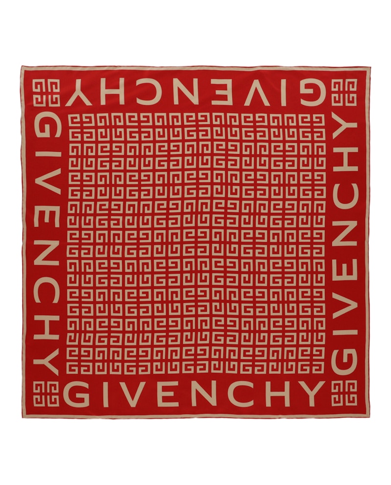 Givenchy 4G Logo Silk Scarf Vermillon Beige Pink