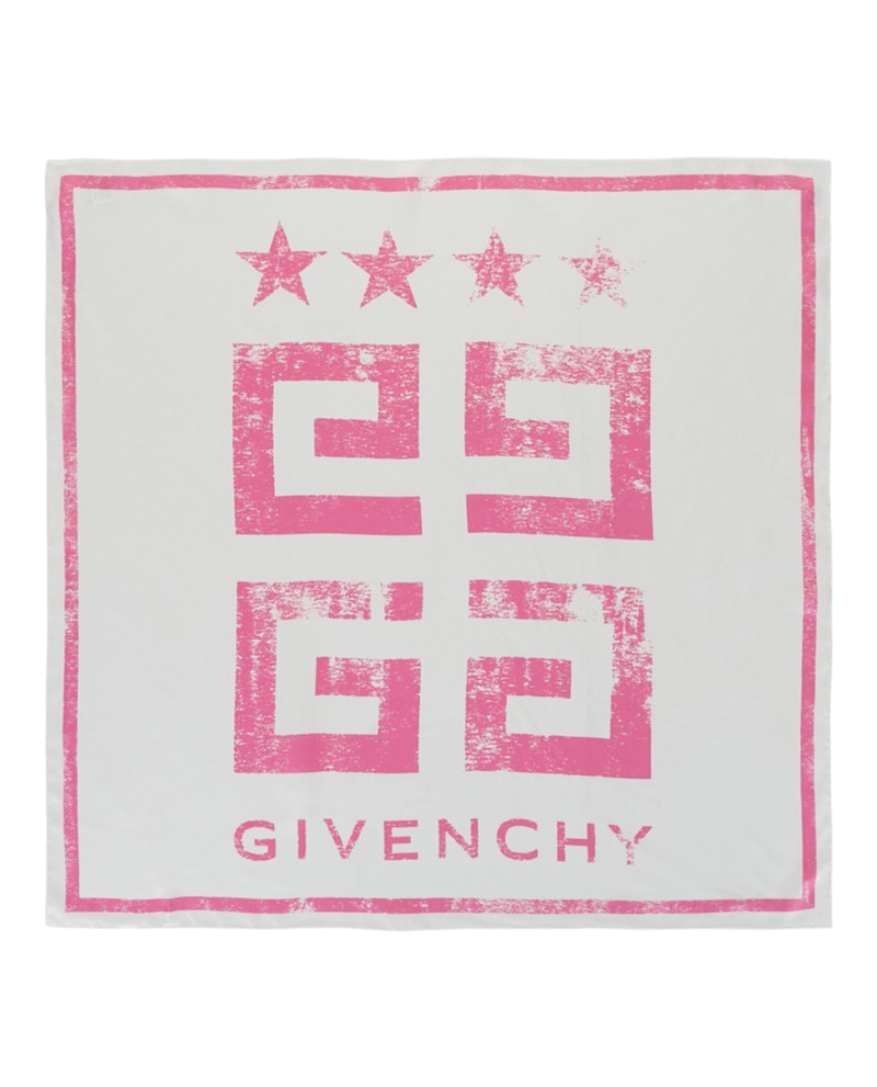 Givenchy 4G Logo Silk Scarf White/Pink