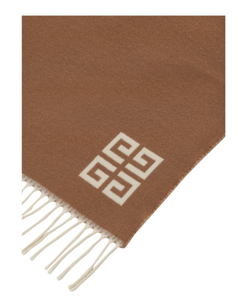 Givenchy 4G Logo Wool Scarf Dark Beige
