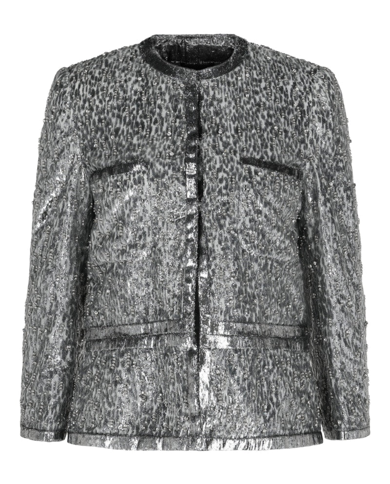 Givenchy Animal Print Single-Breasted Jacket Silver