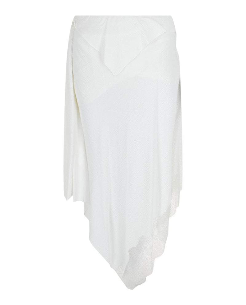 Givenchy Asymmetrical Crepe And Lace Skirt White