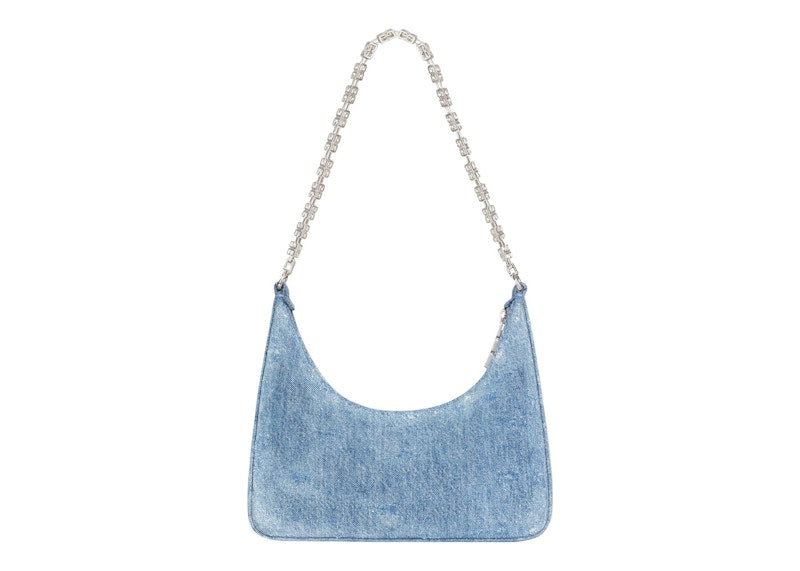 Givenchy Bag Small Moon Cut Out in Washed Denim with Chain Medium blue