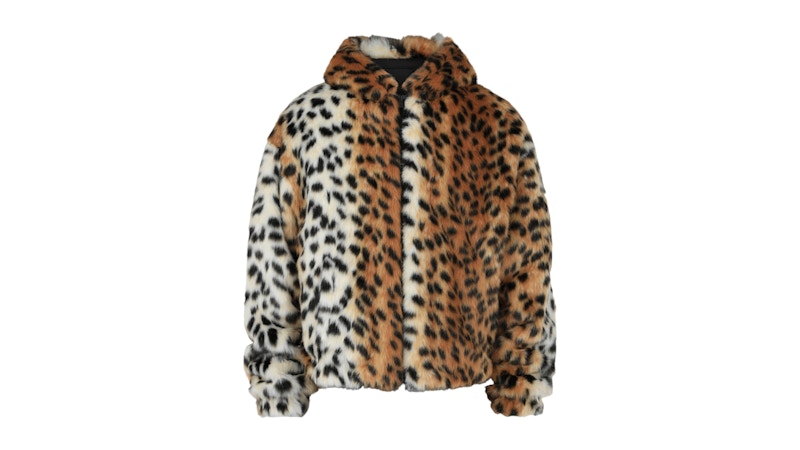 Givenchy Cropped Hooded Bomber Faux Fur Jacket Beige Brown