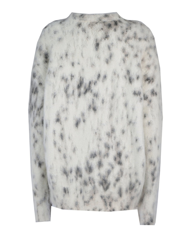 Givenchy Cropped Sweater In Mohair With Snow Leopard Print Beige Black