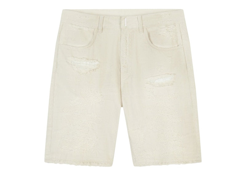 Givenchy Destroyed Denim Shorts White