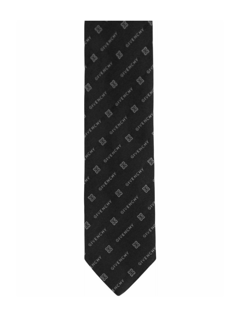 Givenchy Diagonal Logo Silk Tie Black