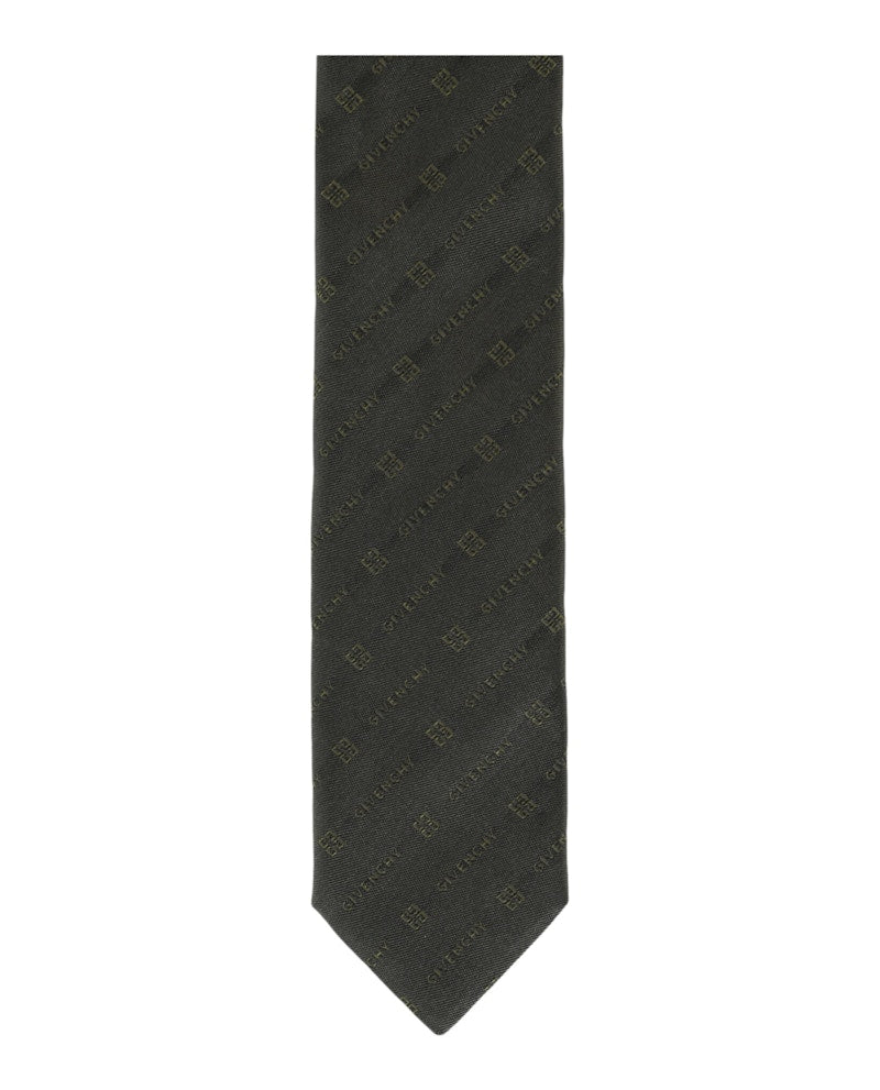 Givenchy Diagonal Logo Silk Tie Green/Grey
