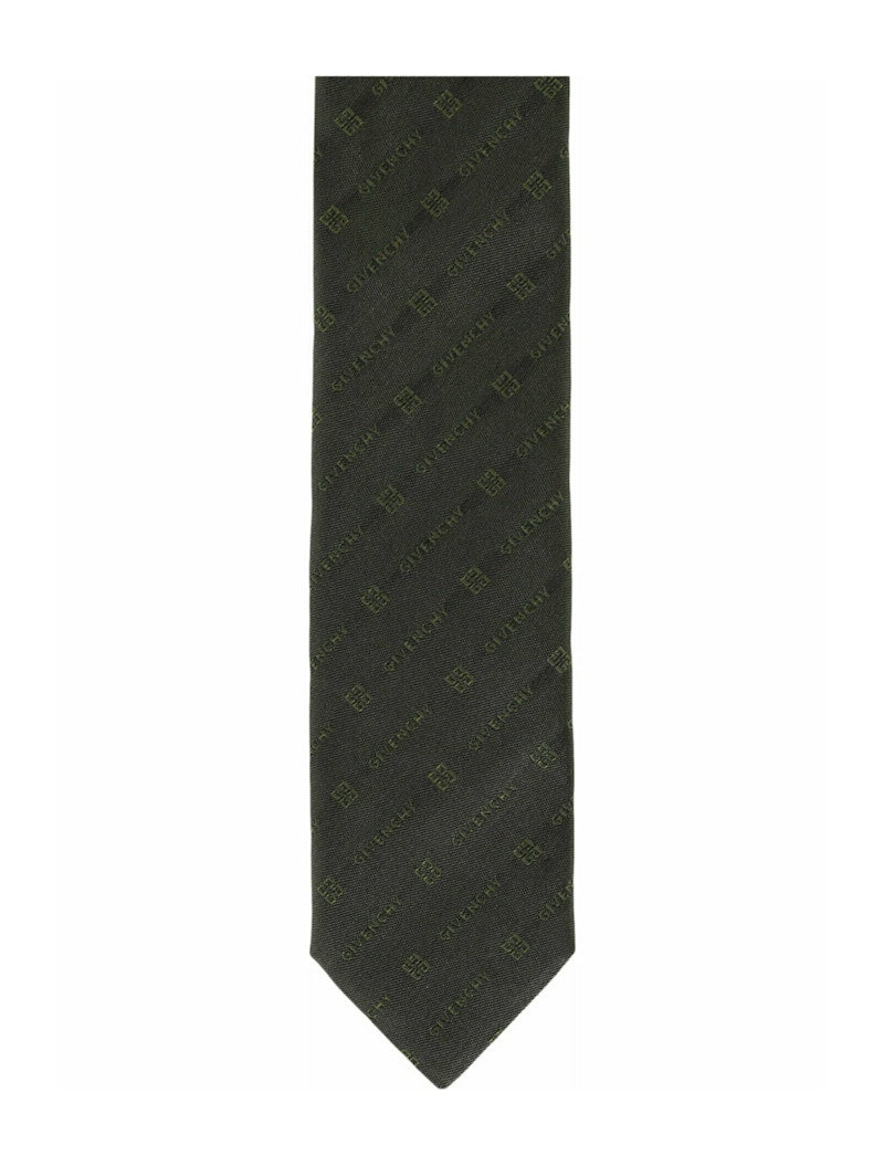 Givenchy Diagonal Logo Silk Tie Green/Grey