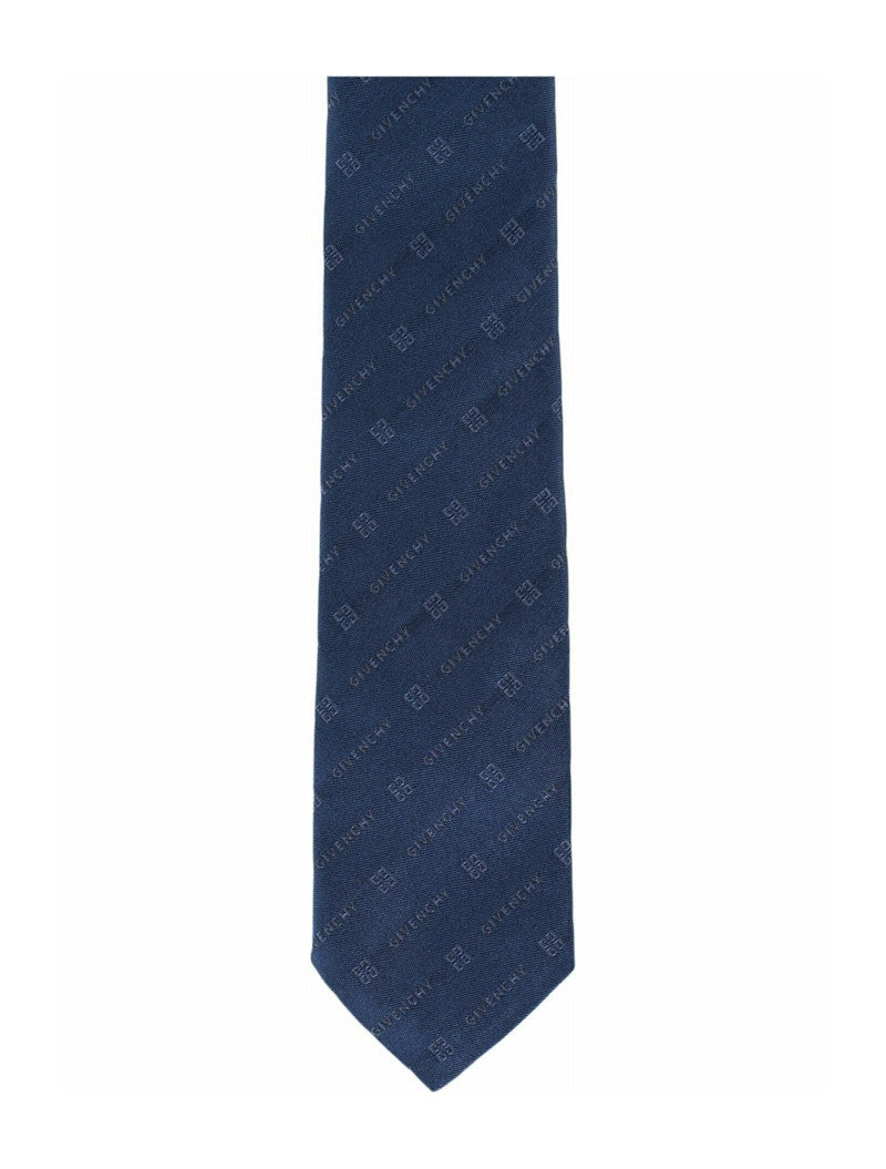Givenchy Diagonal Logo Silk Tie Navy