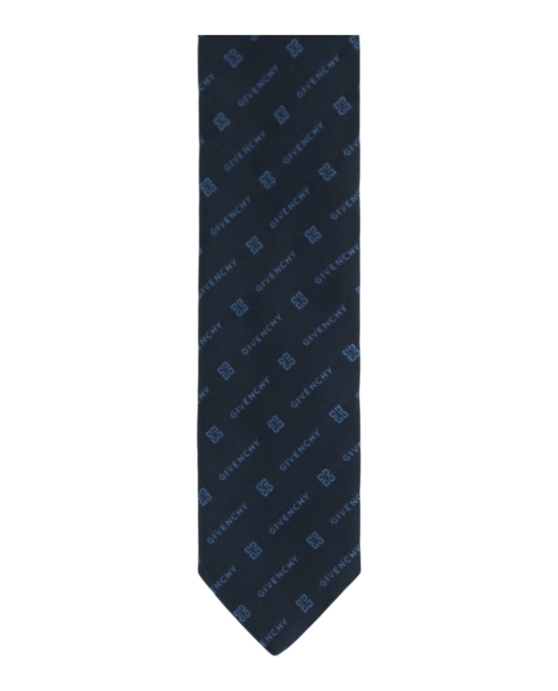 Givenchy Diagonal Logo Silk Tie Navy