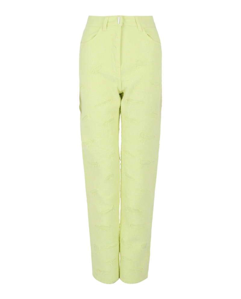 Givenchy Distressed Denim Jeans Acid Yellow