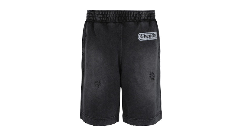 Givenchy Distressed Logo Print New Board Shorts Black
