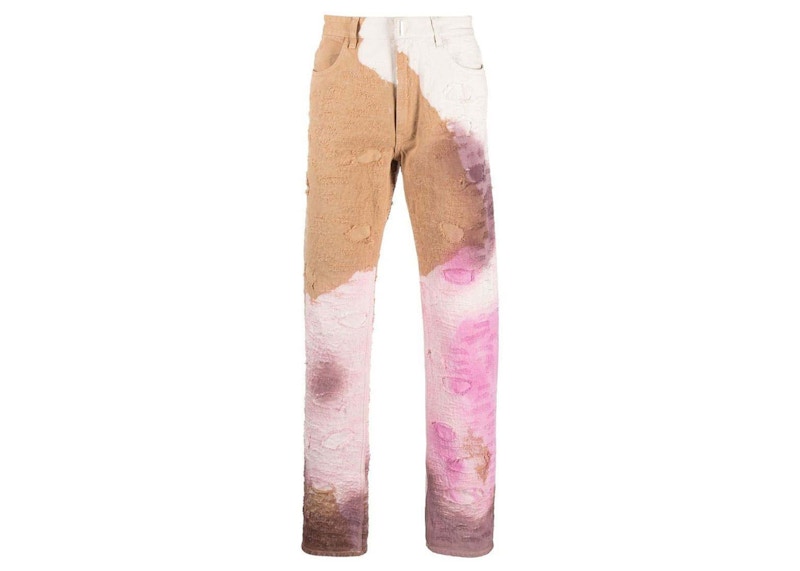 Givenchy Distressed Tie-Dye Slim Fit Jeans Maroon/Rose