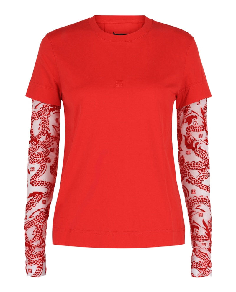 Givenchy Double Layer Long Sleeve T-shirt Vermilion