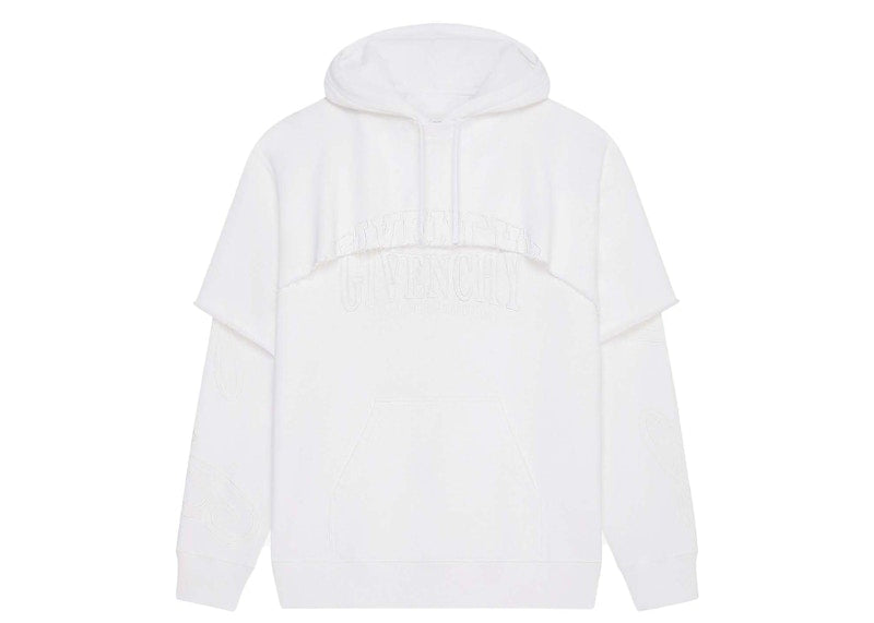 Givenchy Double Layered Hoodie in Felpa White
