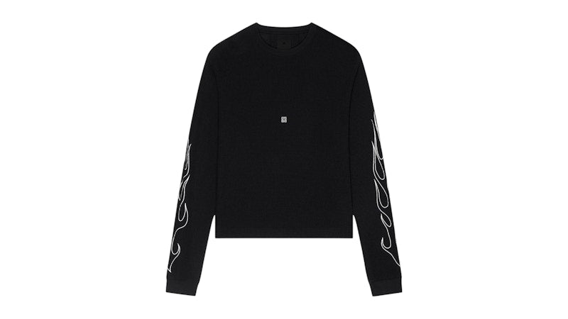 Givenchy Dragon Flames Design Boxy Fit Long T-Shirt Black
