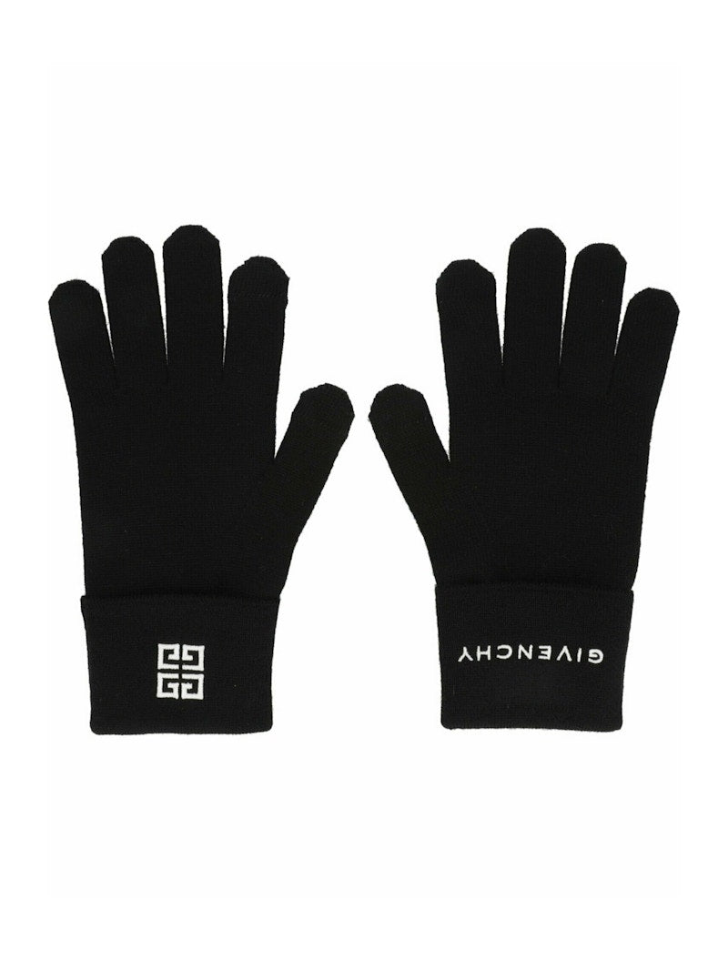 Givenchy Embroidered Logo Gloves Black/White