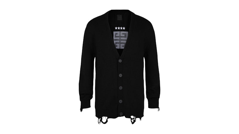 Givenchy Embroidered Star 4G Logo Cardigan Black White