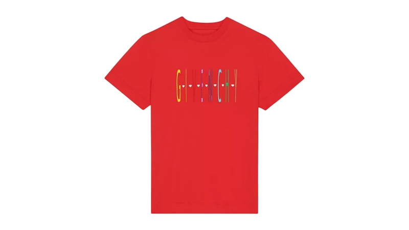 Givenchy Heart Logo Slim Fit T-Shirt Red
