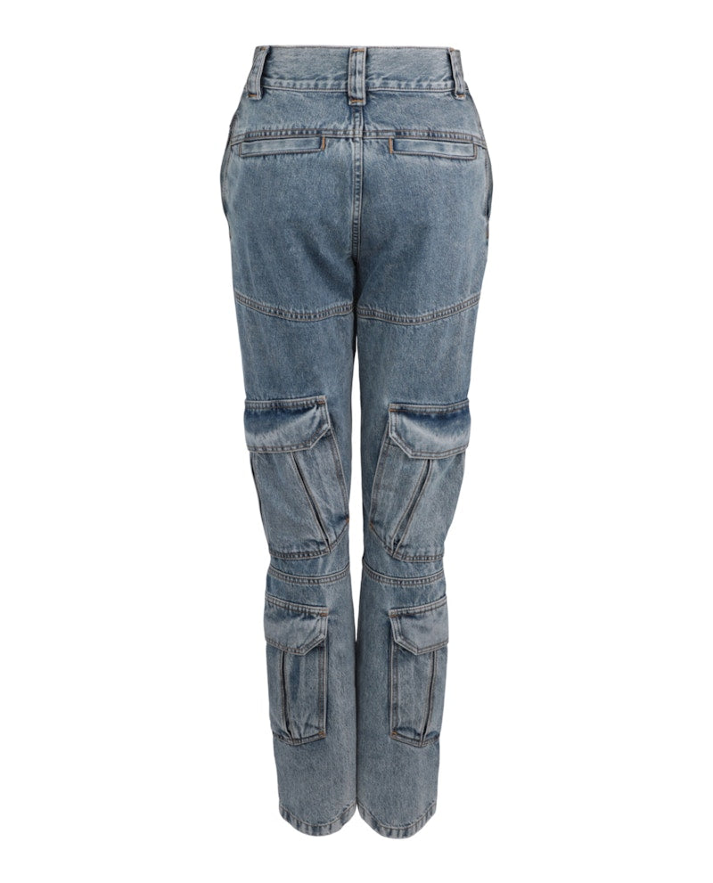 Givenchy High-Rise Straight-Leg Cargo Jeans Light Blue
