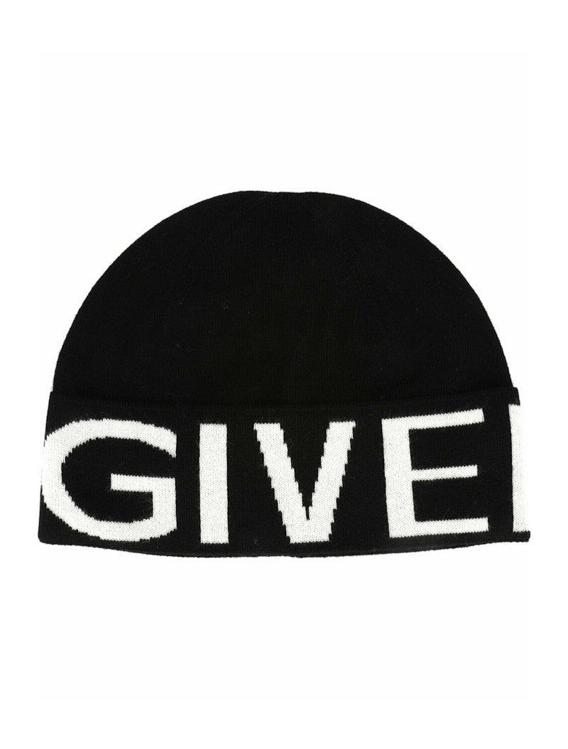 Givenchy Jacquard Logo Beanie Black White