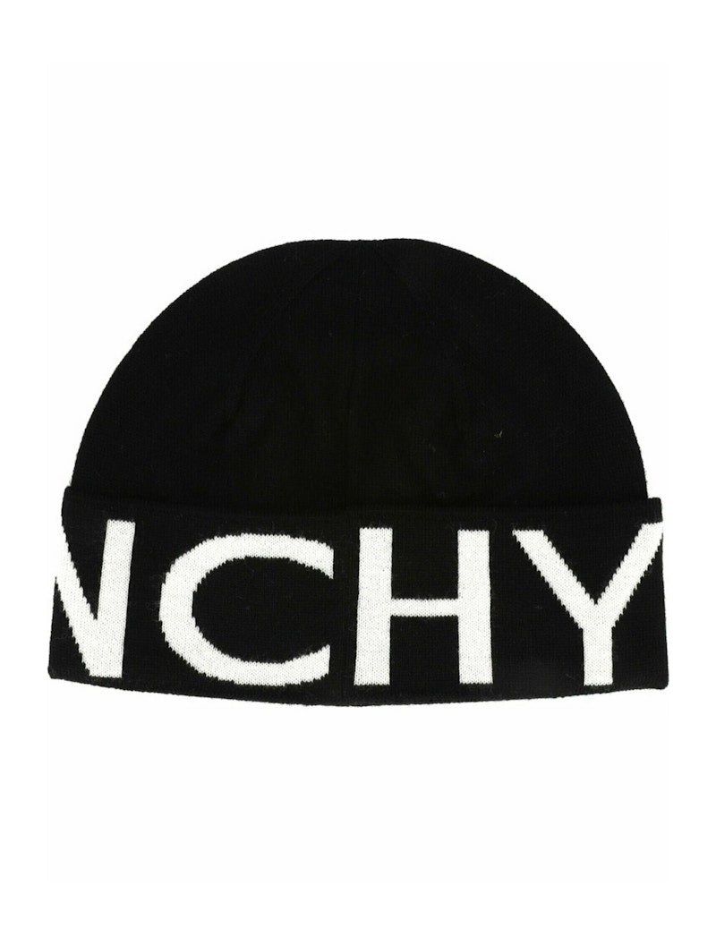 Givenchy Jacquard Logo Beanie Black White