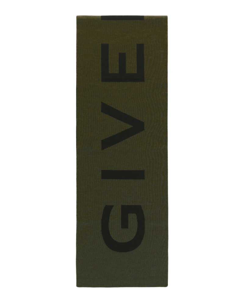 Givenchy Jacquard Logo Scarf Khaki Multi