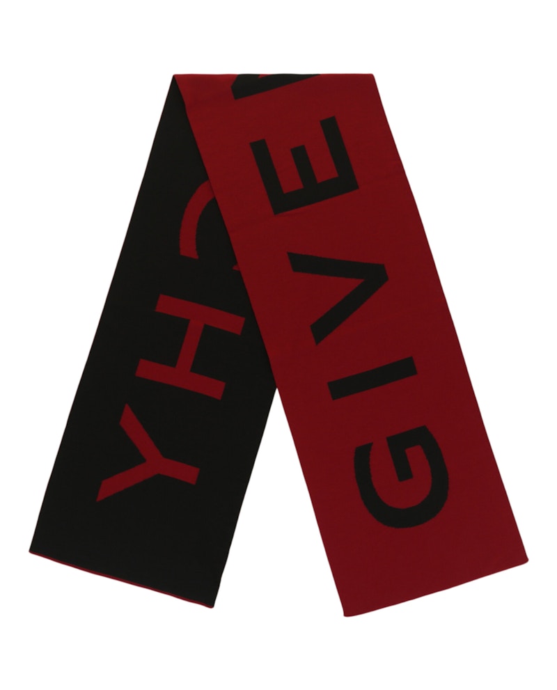 Givenchy Jacquard Logo Scarf Red Black