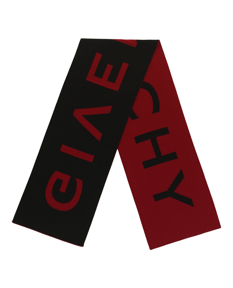 Givenchy Jacquard Logo Scarf Red Black