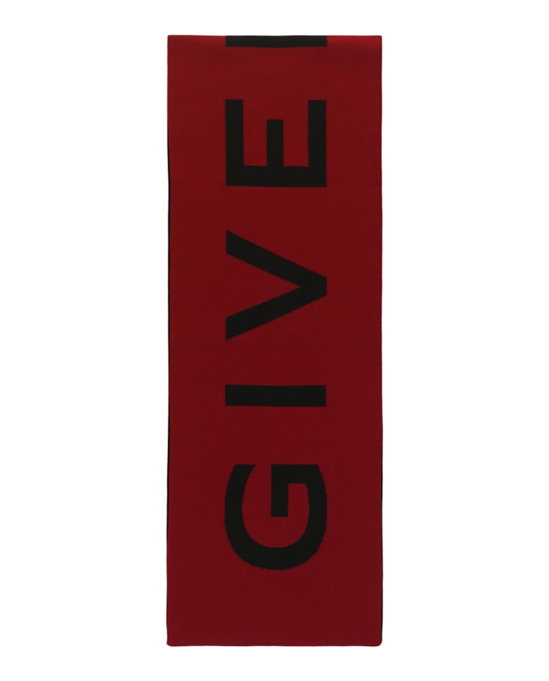 Givenchy Jacquard Logo Scarf Red Black