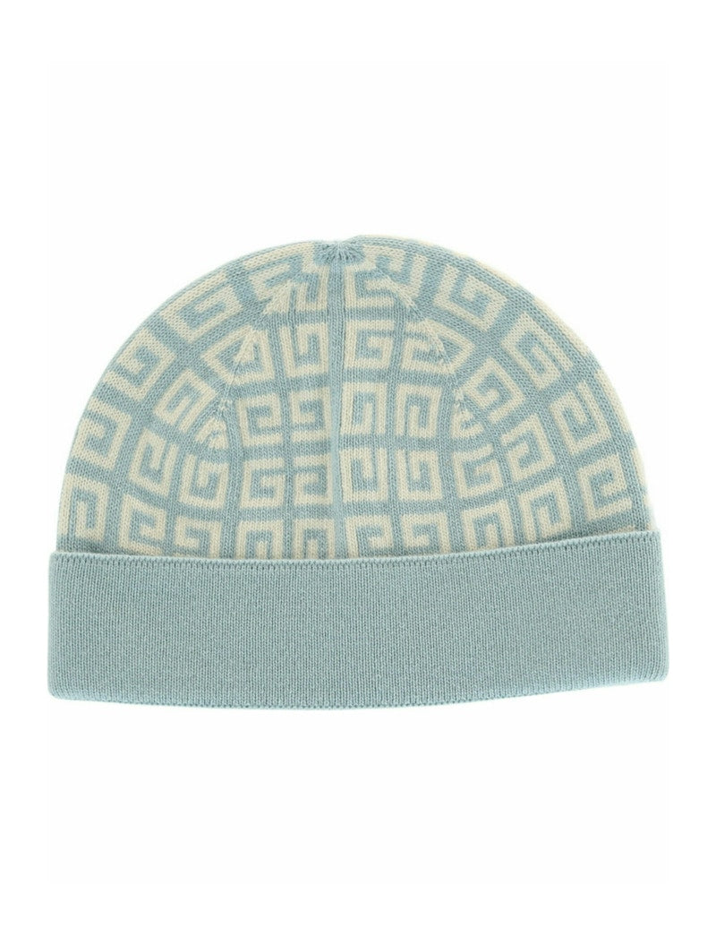 Givenchy Knit Double Face Beanie Blue Ivory