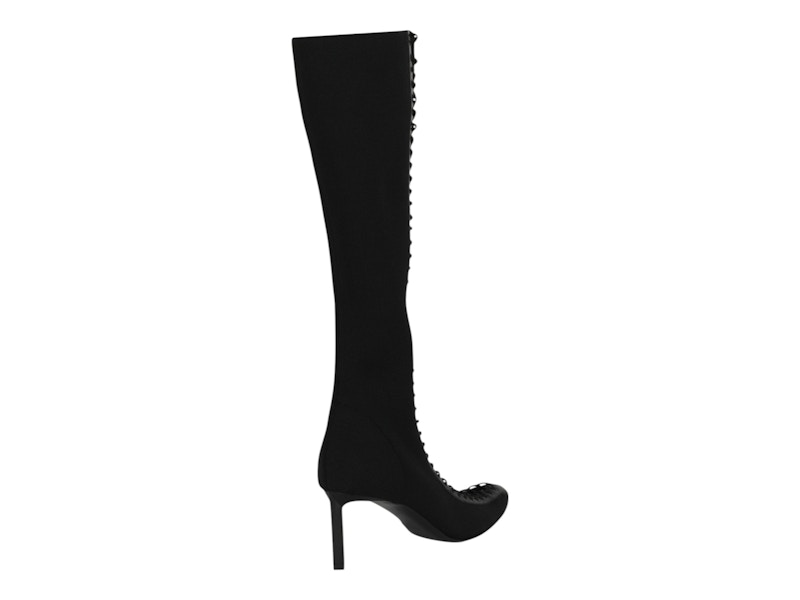 Givenchy Lace-Up Knee-High Knit Boots Black (Women's)