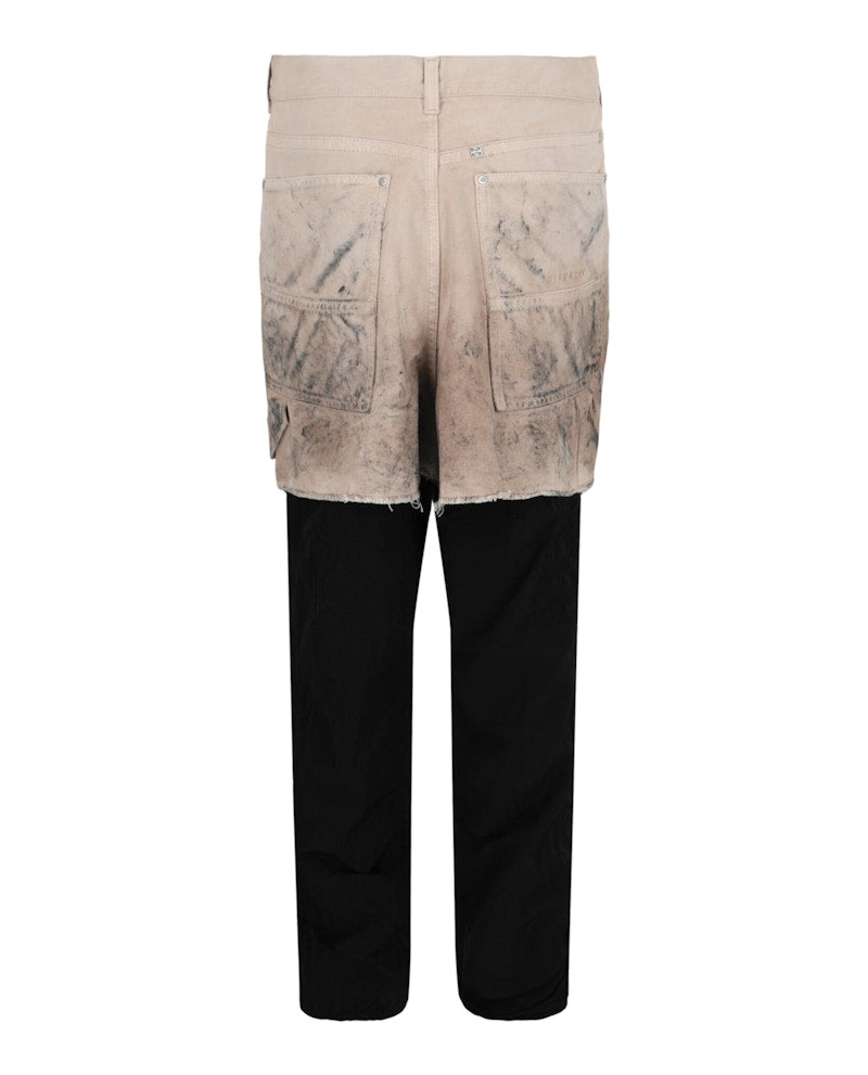 Givenchy Layered Tracksuit Pants With Destroyed Carpenter Jeans Black Beige
