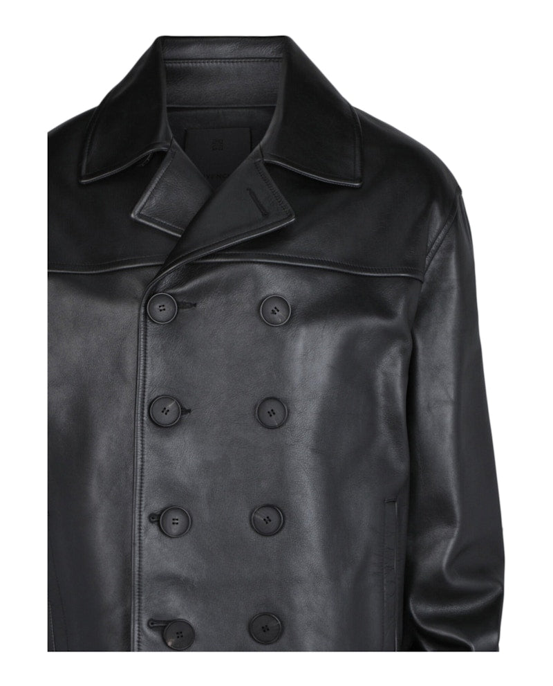 Givenchy Leather Peacoat Black
