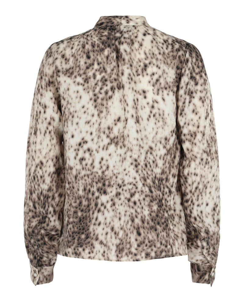 Givenchy Leopard-Print Silk Blouse Natural Brown