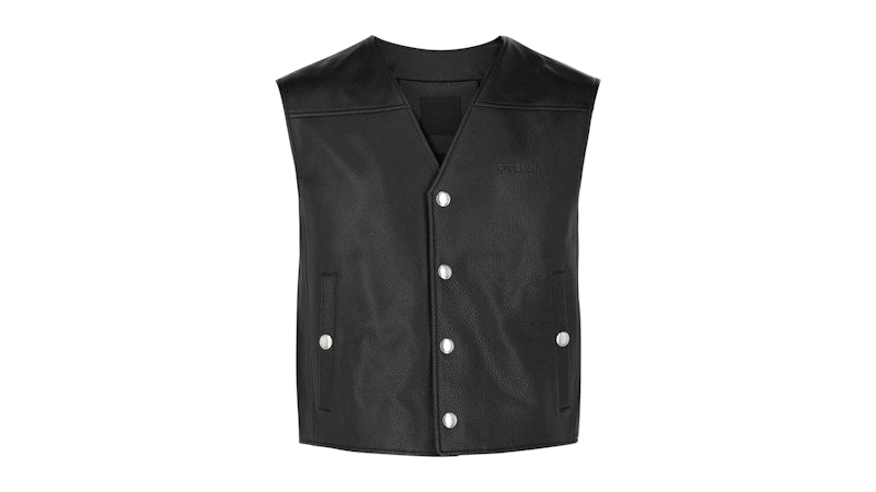 Givenchy Logo Leather Snap Vest Black