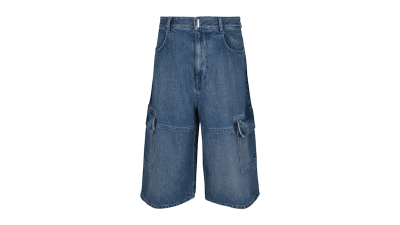 Givenchy Multicutted Denim Cargo Shorts Medium Blue