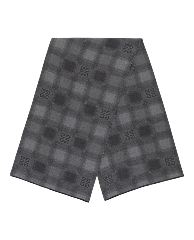 Givenchy Plaid 4G Logo Scarf Grey