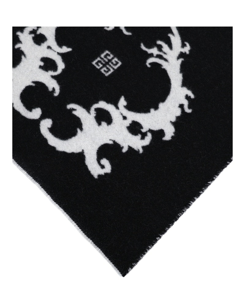 Givenchy Reversible Logo Wool Scarf Black White