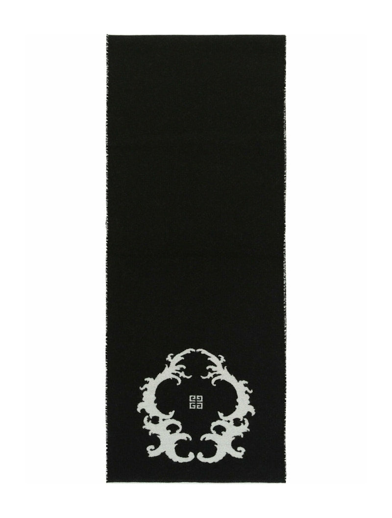 Givenchy Reversible Logo Wool Scarf Black White