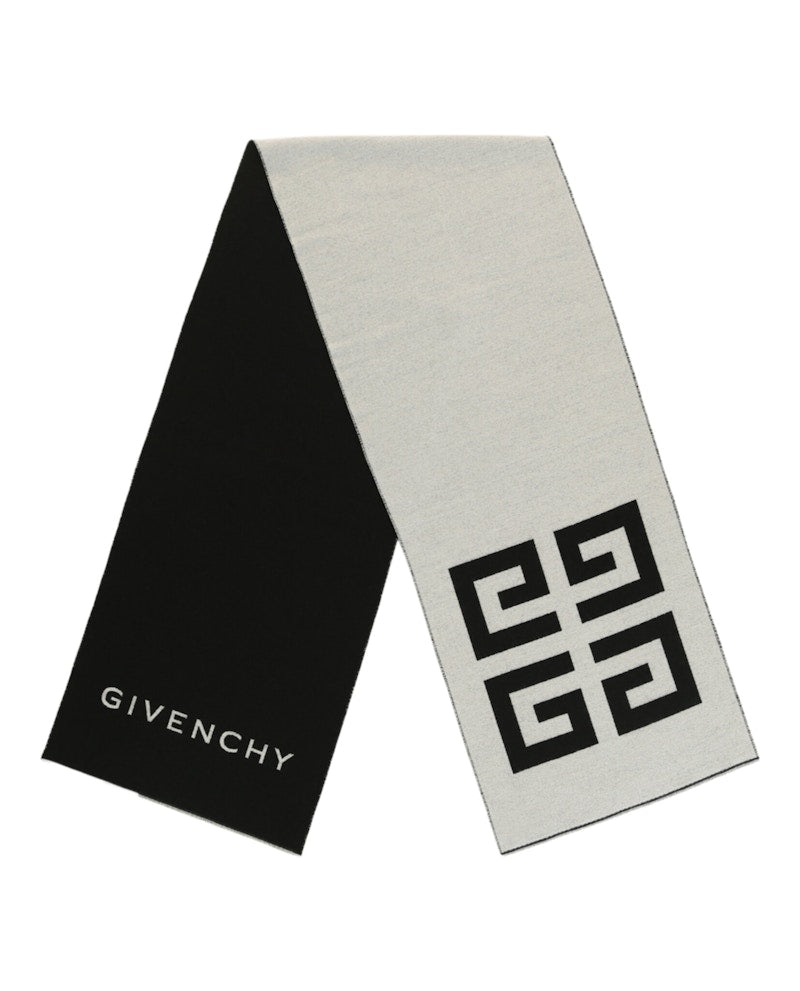Givenchy Reversible Logo Wool Scarf Black White