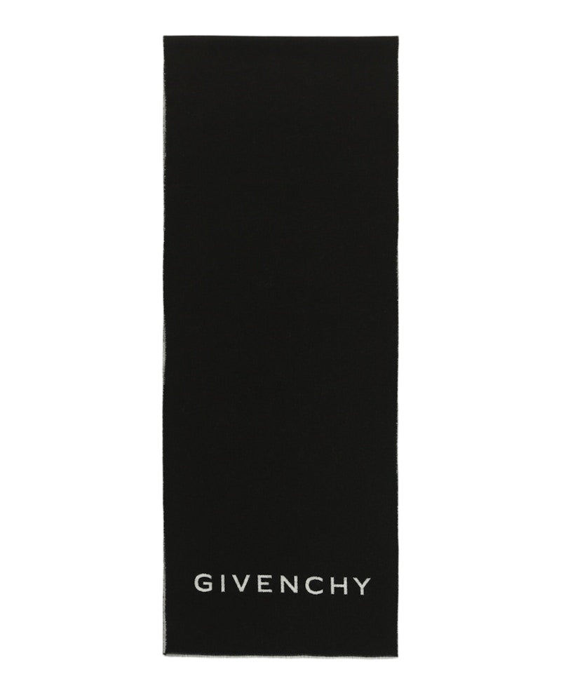 Givenchy Reversible Logo Wool Scarf Black White