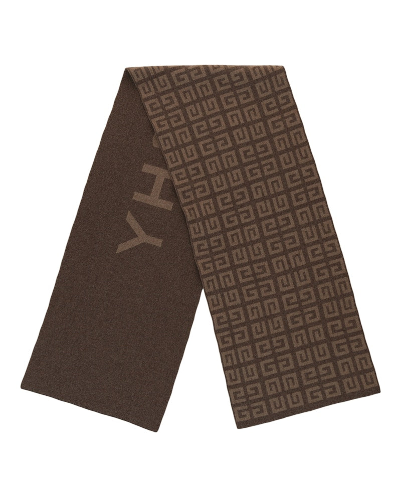 Givenchy Reversible Logo Wool Scarf Dark Beige
