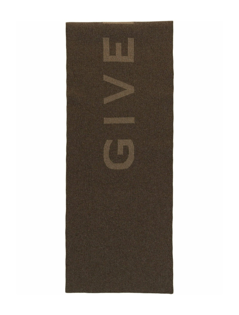 Givenchy Reversible Logo Wool Scarf Dark Beige