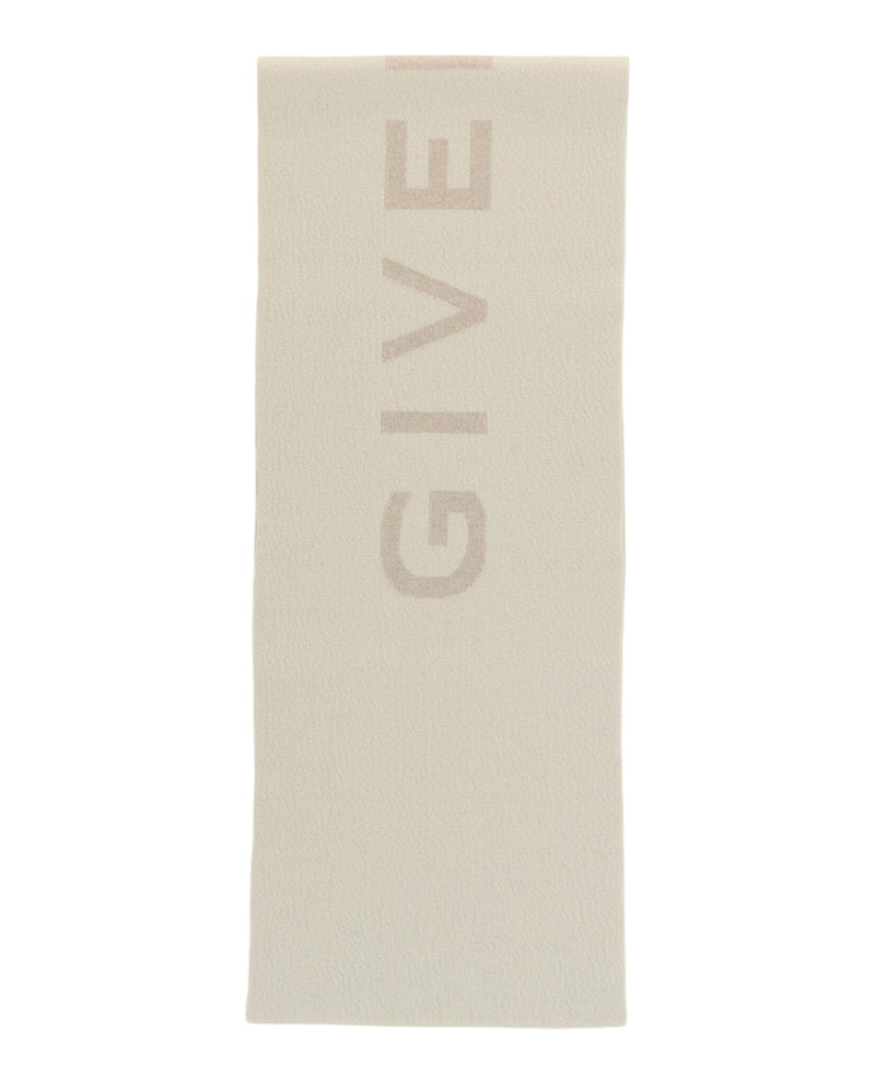 Givenchy Reversible Logo Wool Scarf White